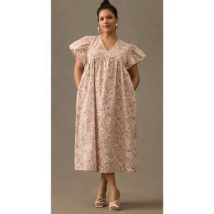 Anthropologie Floral Babydoll Midi Dress New Large